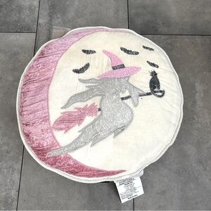 NEW Rachel Zoe witchy moon beaded Halloween decor accent pillow pink